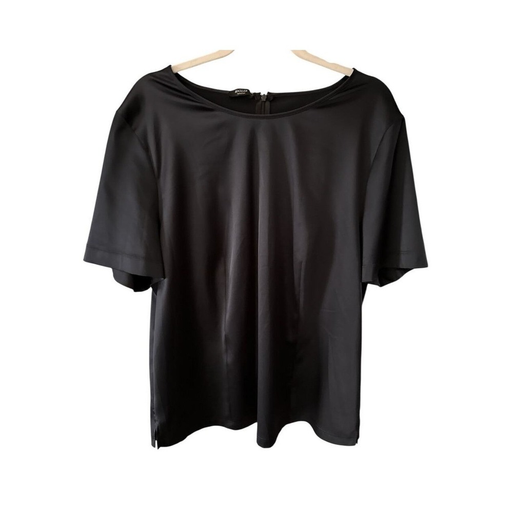 New‎ Basler Midnight Blue Silky Blouse Size 22 Short Sleeve Capsule Minimalist